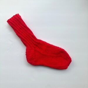 NWOT Red knit socks bright red hand knit socks US women's size 6.5 - 9.5